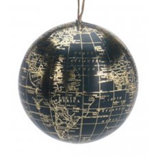 Χριστουγεννιάτικη Μπάλα, Υδρόγειος, Μαύρο (10cm)